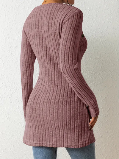 Indy™ - Asymmetric Buttoned Ribbed Top