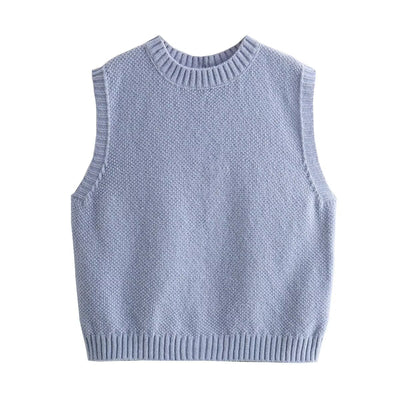 Ilse™ - Fashion Damen Tank Top Gestrickt Blau / S